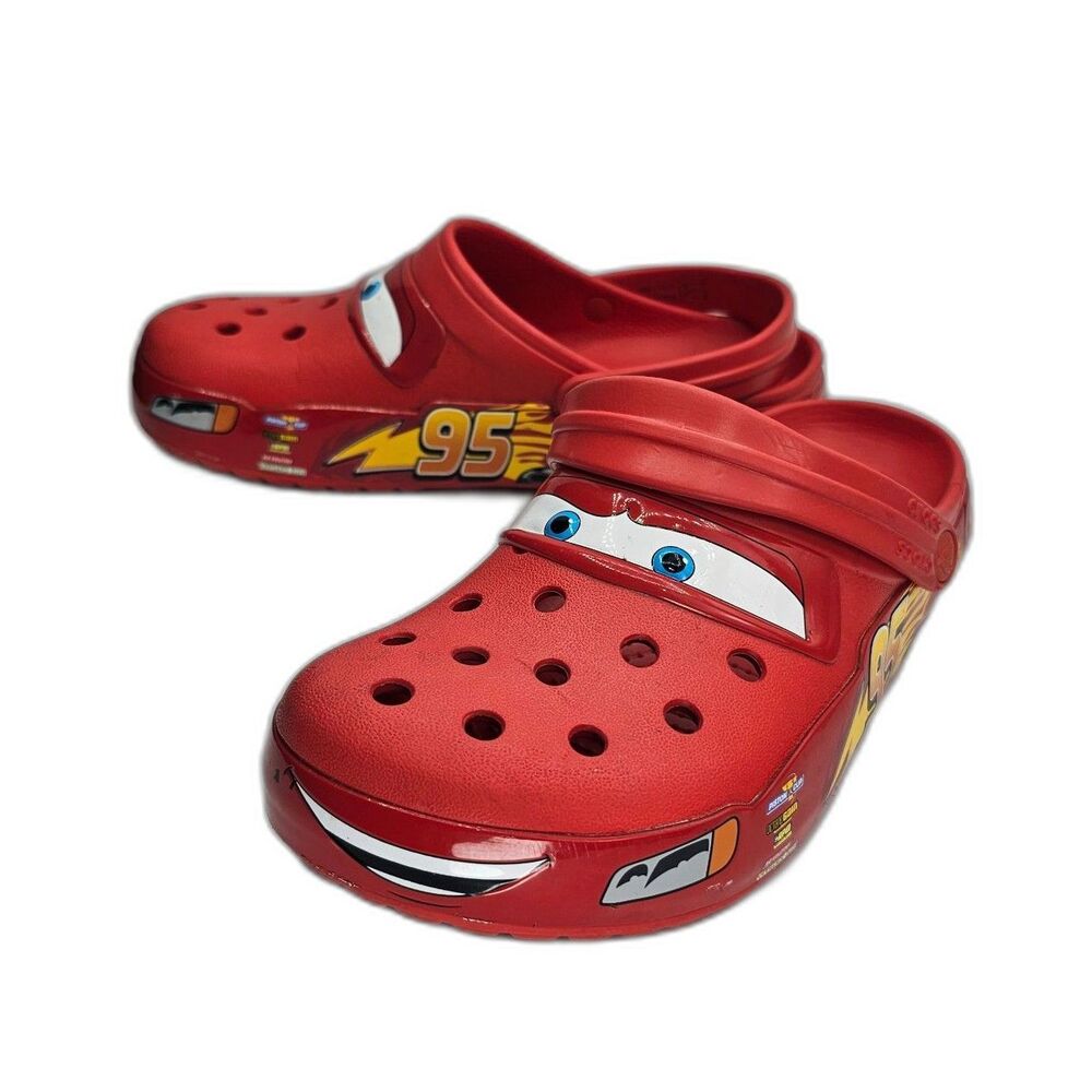 Crocs Lightning McQueen Light Up Clogs M6 W8 Red Disney Pixar Cars Shoes